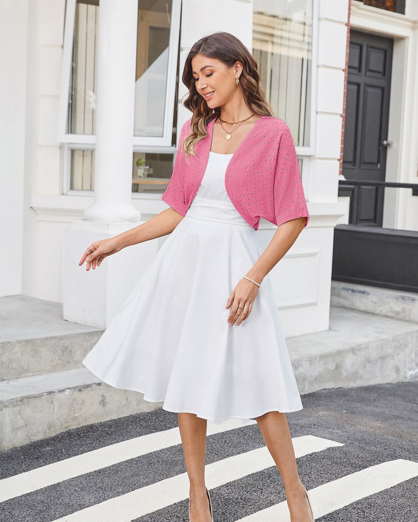 belle poque Vintage Open Front Bolero Shrug Batwing Short Sleeve