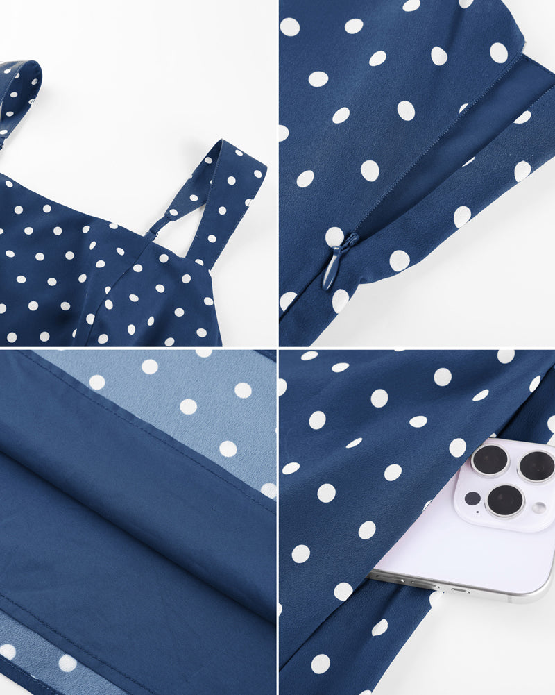 belle poque Women 1950s Vintage Polka-Dots Dress Semi-Formal Mini Dresses