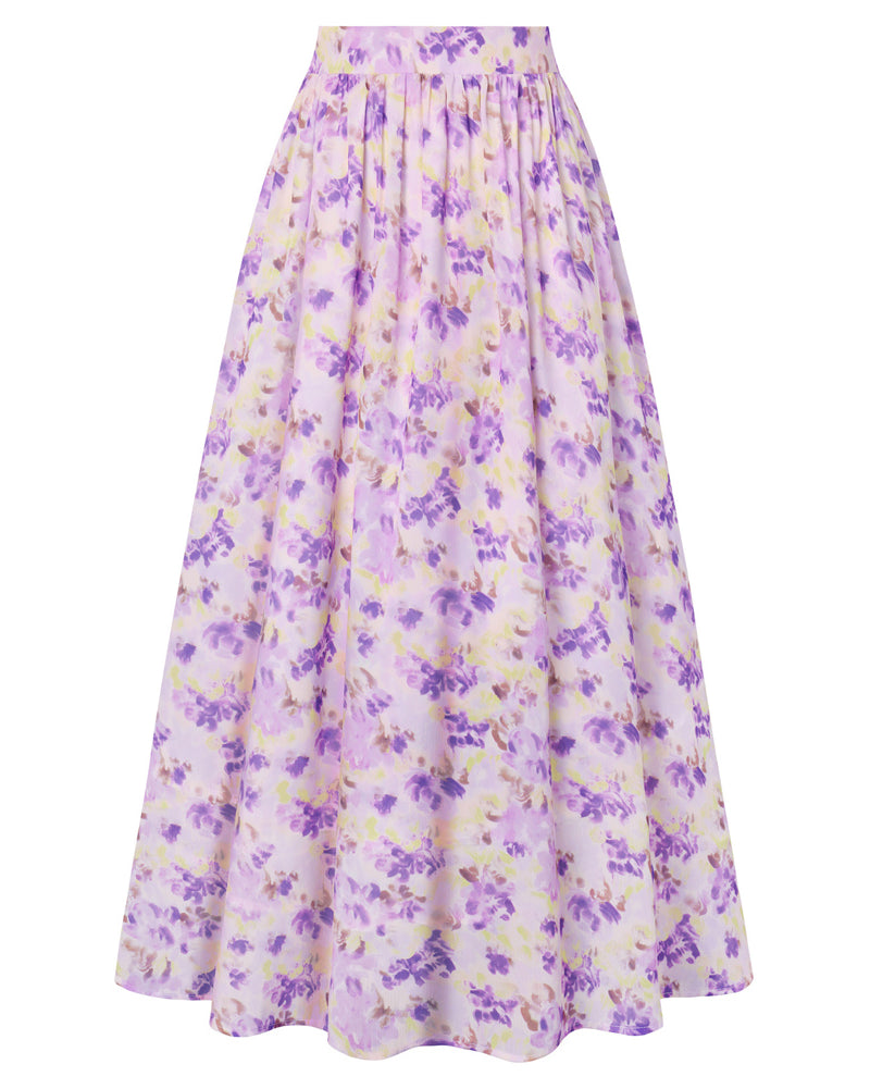 belle poque Women Summer Vacation Swing Floral Skirt Comfy A-Line Maxi Skirt Purple