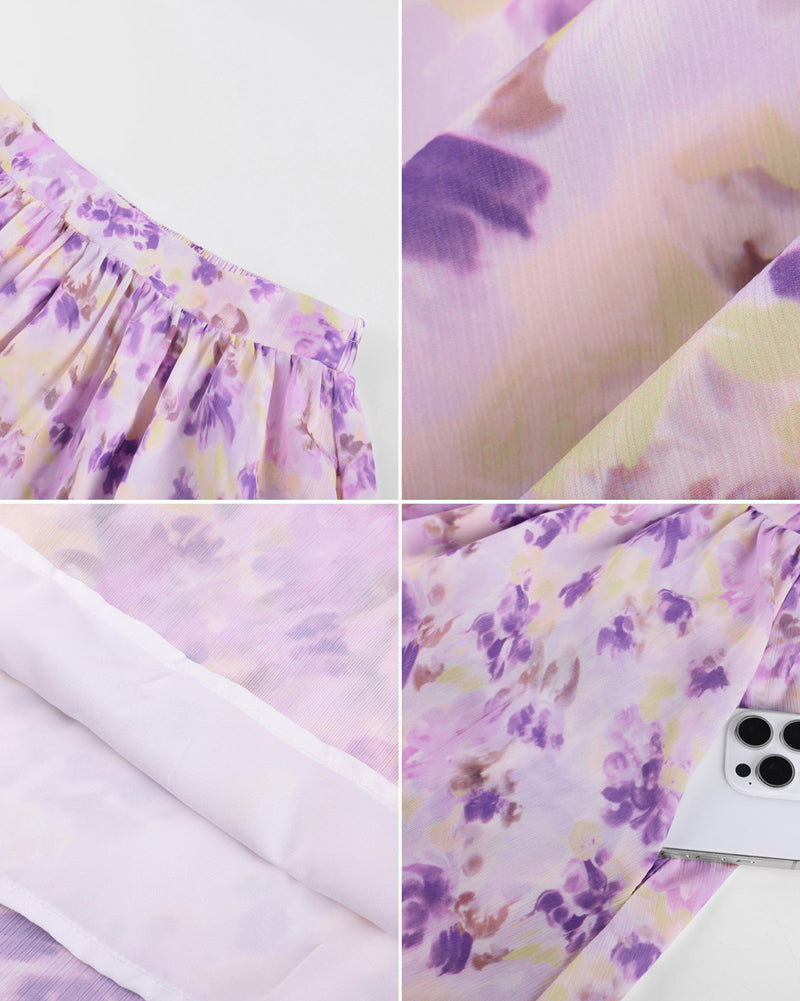 belle poque Women Summer Vacation Swing Floral Skirt Comfy A-Line Maxi Skirt