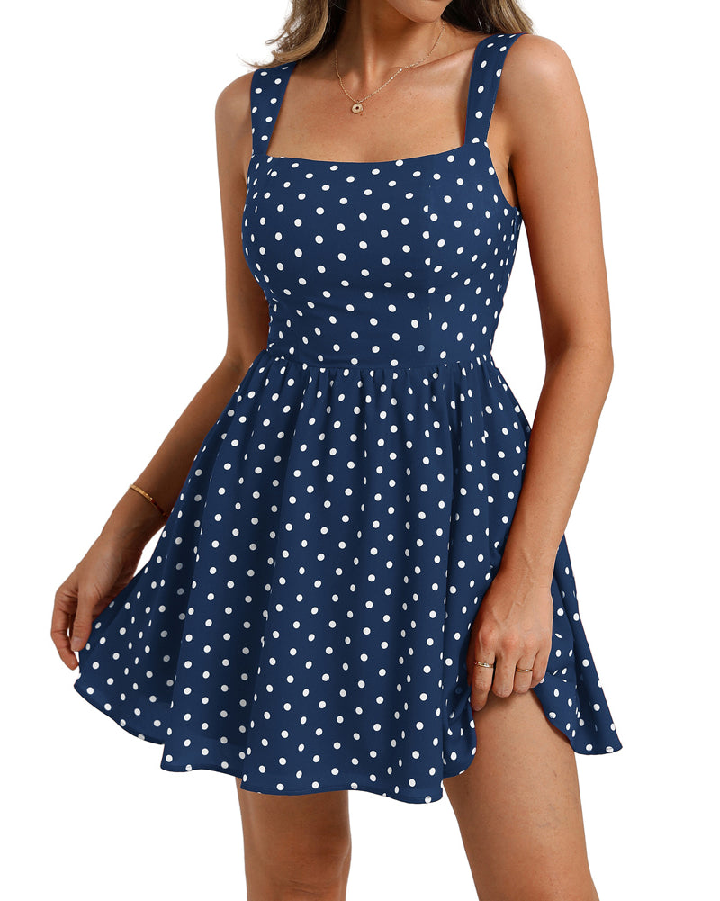 belle poque Women 1950s Vintage Polka-Dots Dress Semi-Formal Mini Dresses