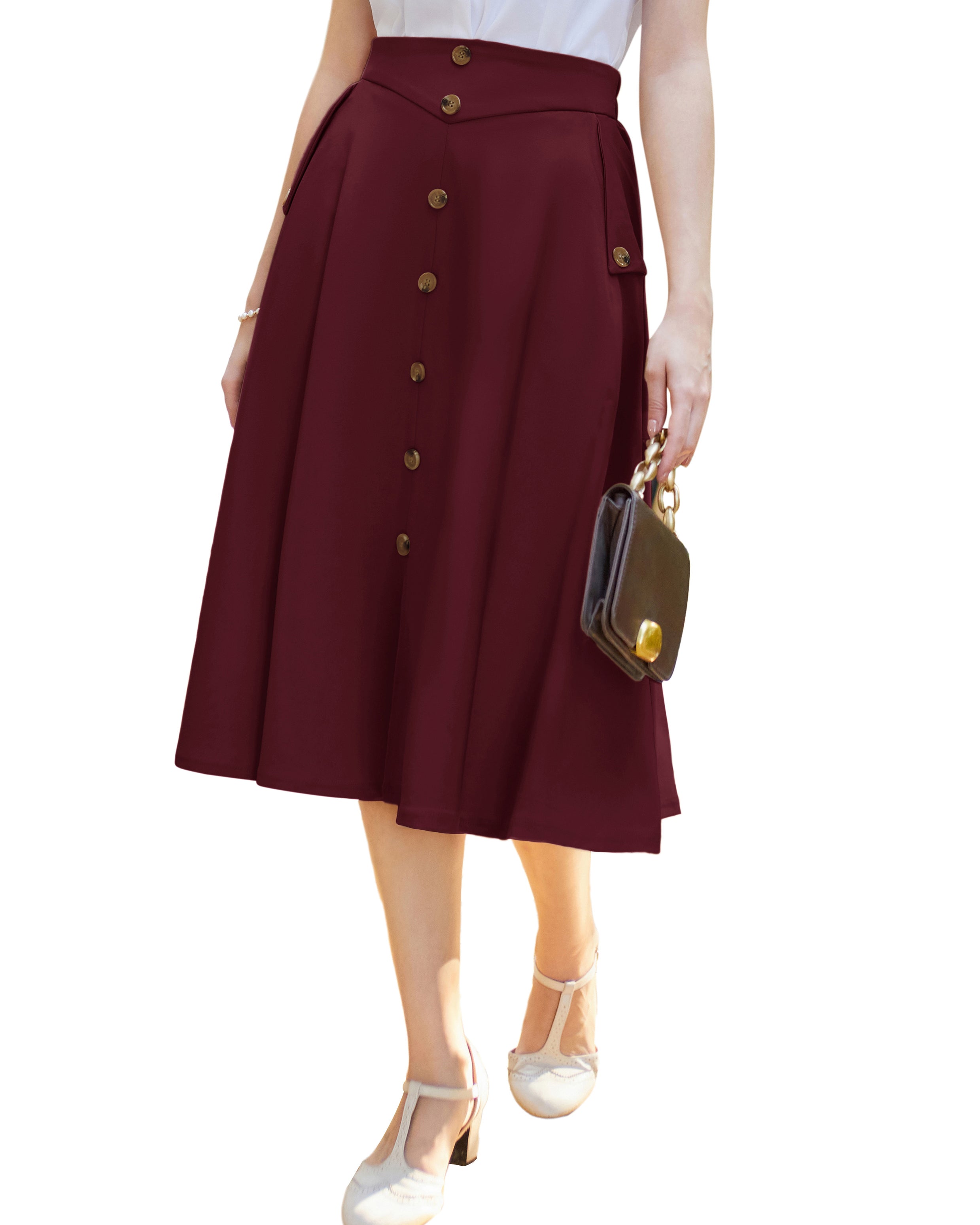 belle poque Vintage A-Line Skirt Midi Skirt Casual Skirt High Waisted Midi Party Skirt Basic A-Line Skirt