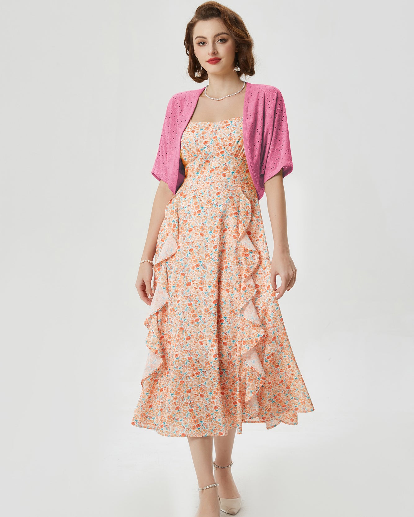 belle poque Vintage Open Front Bolero Shrug Batwing Short Sleeve