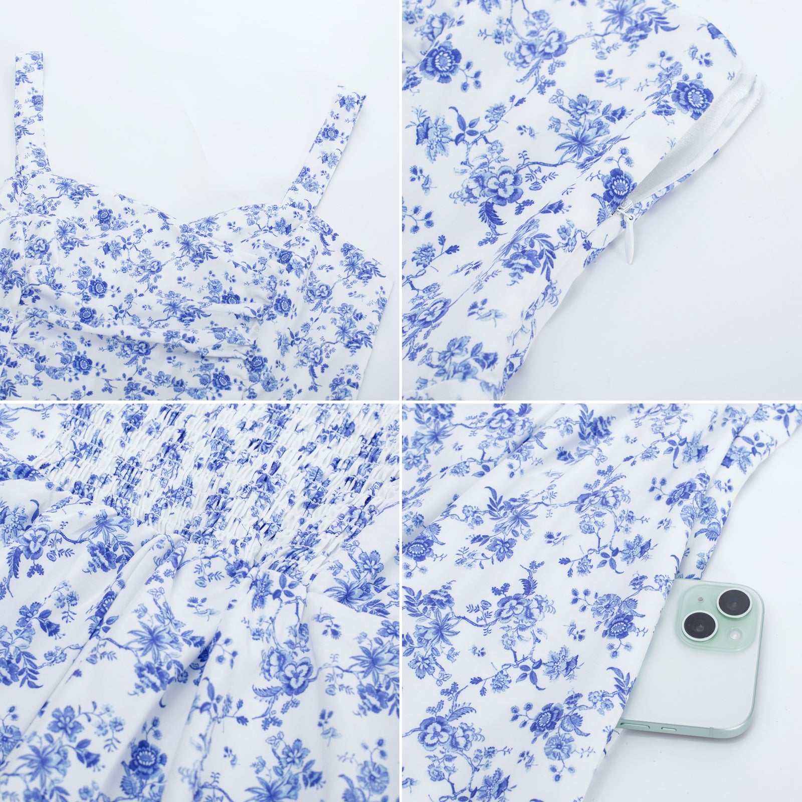 belle poque Vintage Strawberry Patterns Cocktail Dress Sleeveless Spaghetti Strap Ruched Slit A Line Swing Dress with Pockets