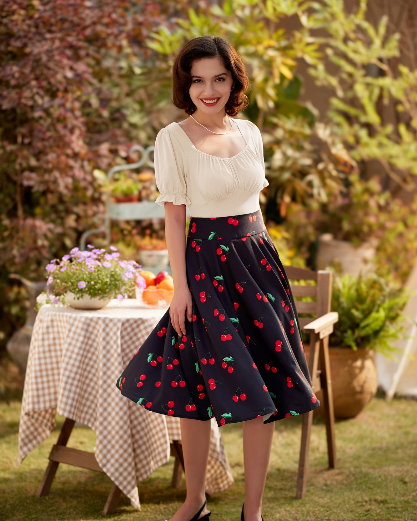 belle poque Solid Color Cotton Tops Slim Fit Puffed Short Sleeve Ruched Tops