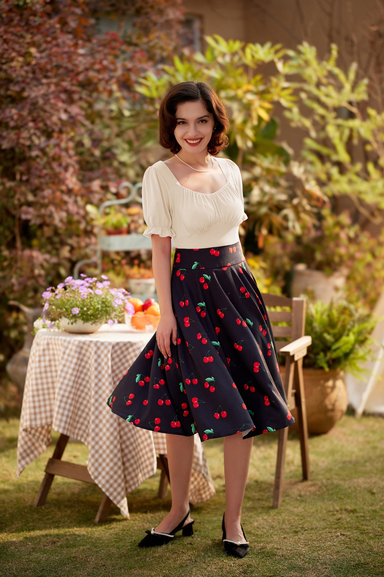 belle poque Solid Color Cotton Tops Slim Fit Puffed Short Sleeve Ruched Tops