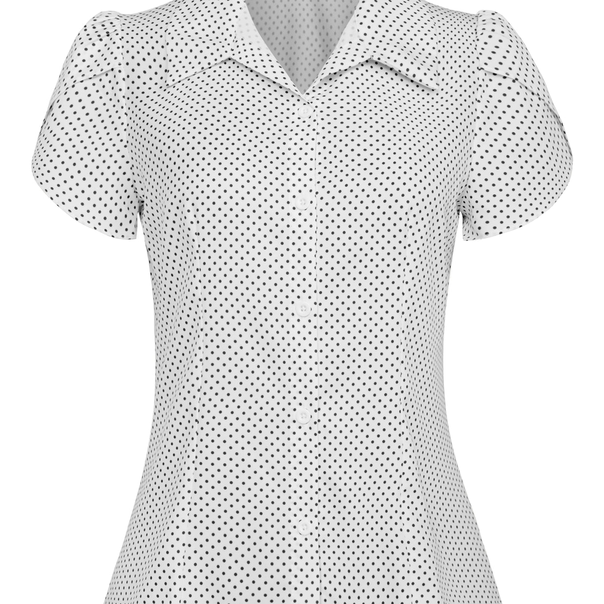 belle poque Business Casual Shirts Tops Summer Button Blouse for Women Polka Dot