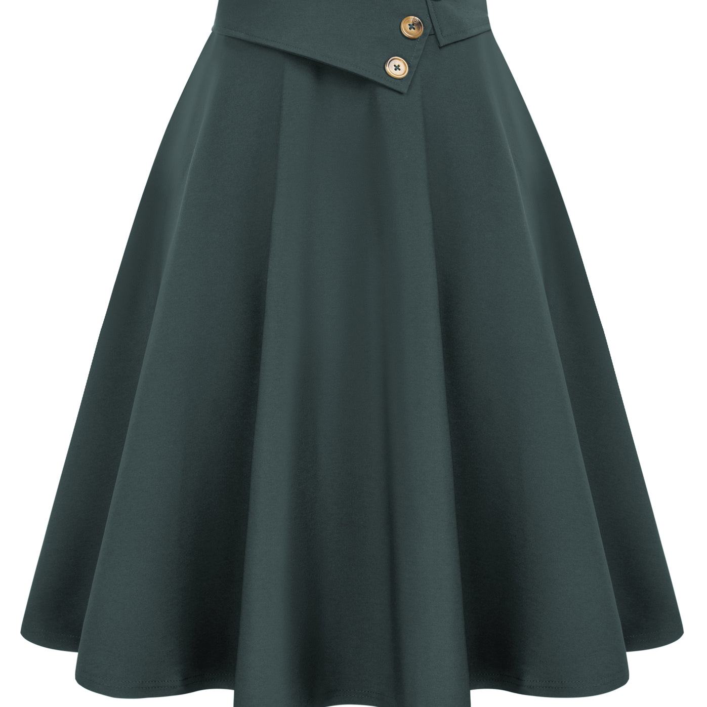 belle poque Vintage A-Line Skirt High Waisted Midi Skirt with Pockets & Buttons Dark Gray