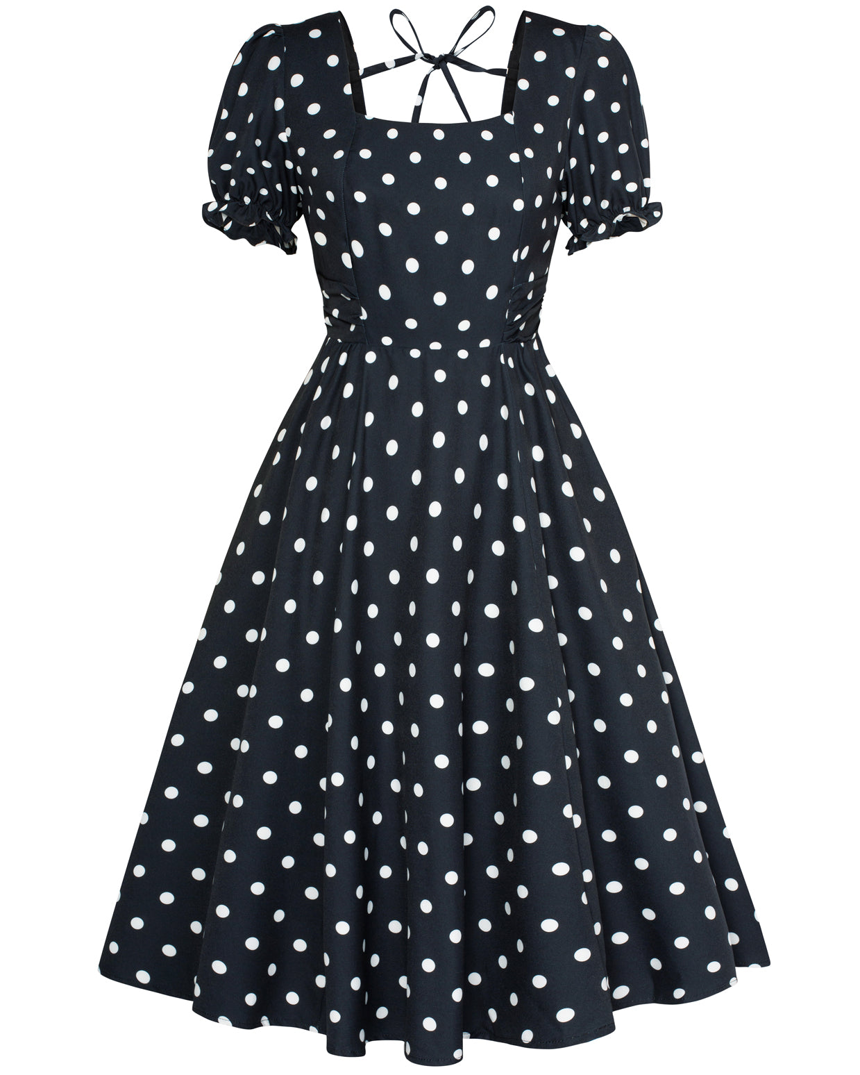 belle poque Vintage Daisy Flower Print Cottagecore Cocktail Dresses Square Neck Puff Sleeve Dress with Pockets