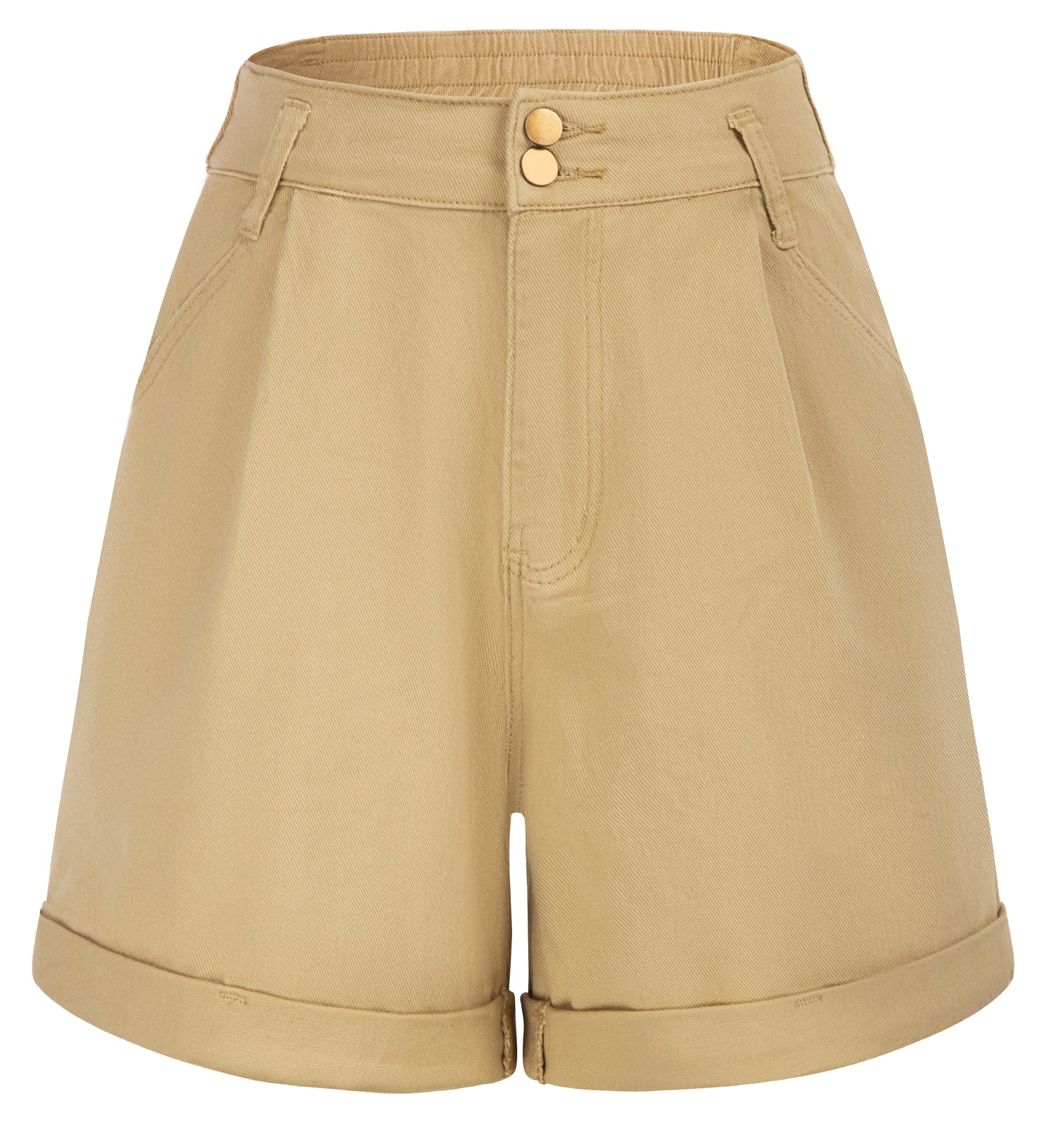 belle poque Bermuda Shorts Elastic Waist Wide Leg Shorts with Pockets & Belts