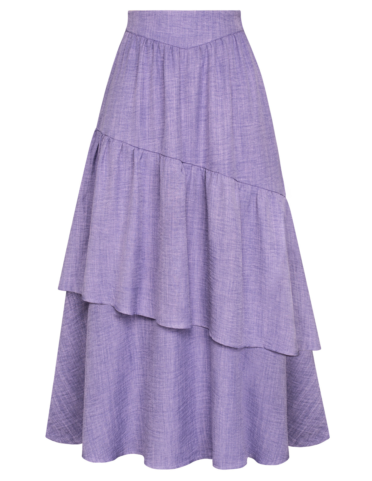 belle poque Vintage Vocation Skirts for Women Tiered Long Skirts Ruffle Skirt with Pockets Purple