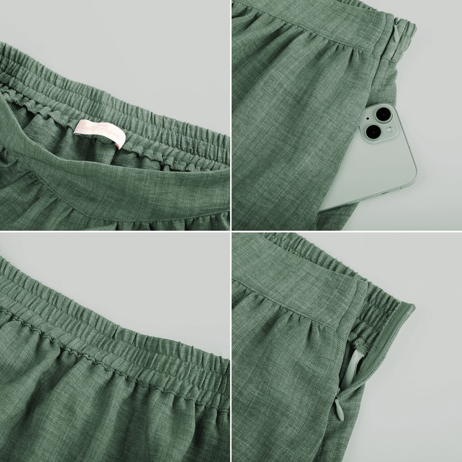 belle poque BP Women Vintage 2-Layer Swing Skirt Elastic High Waist Maxi Skirt