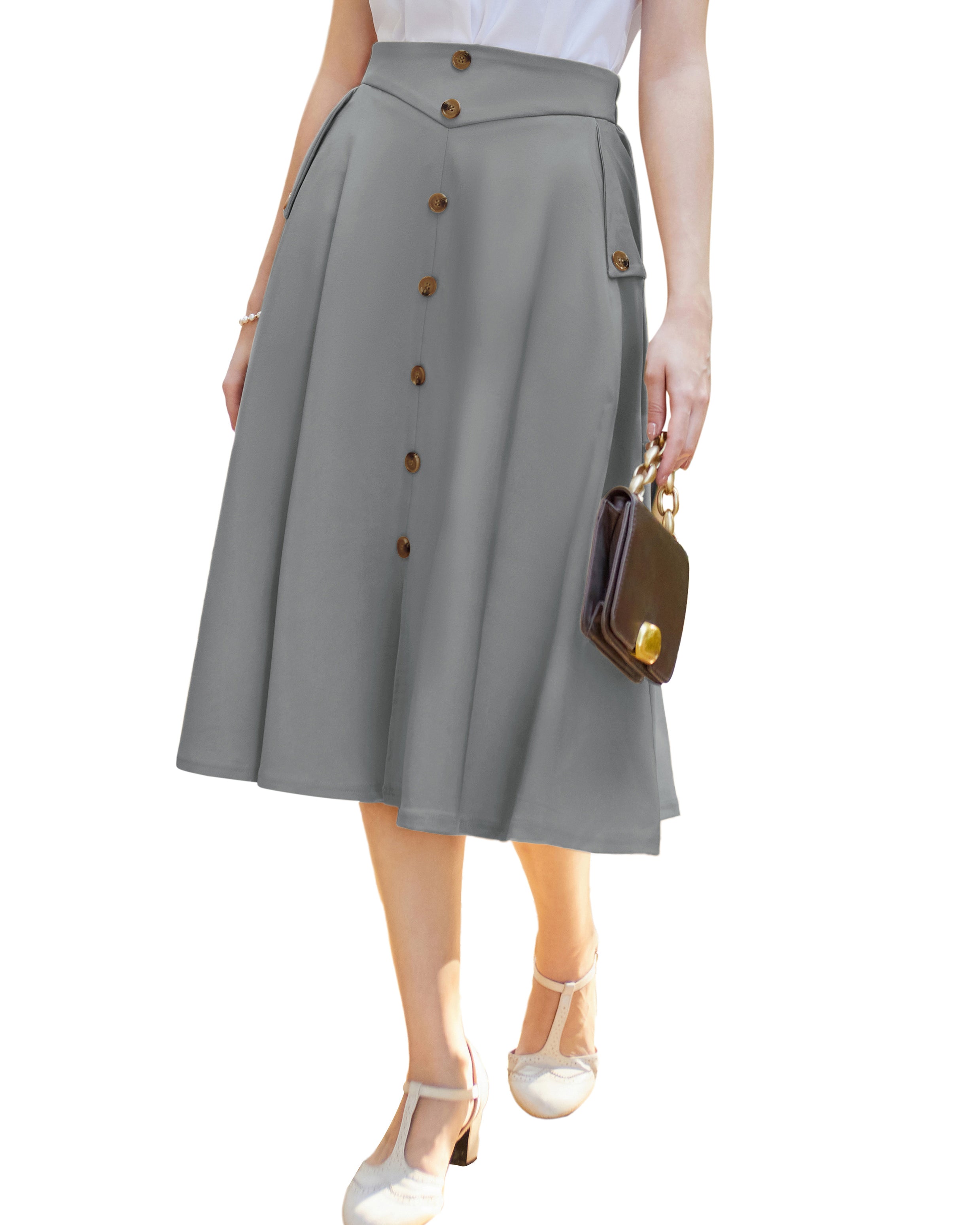 belle poque Vintage A-Line Skirt Midi Skirt Casual Skirt High Waisted Midi Party Skirt Basic A-Line Skirt