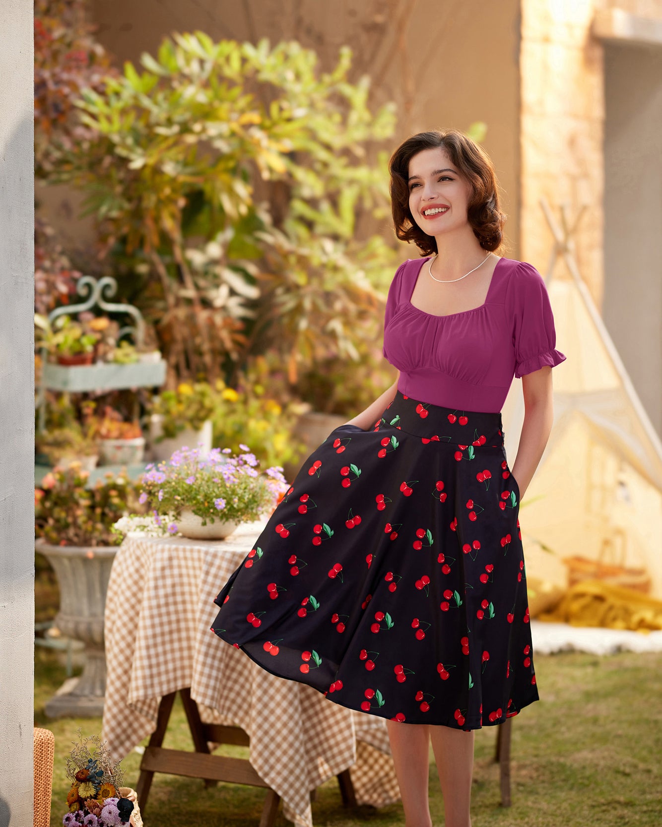 belle poque Solid Color Cotton Tops Slim Fit Puffed Short Sleeve Ruched Tops