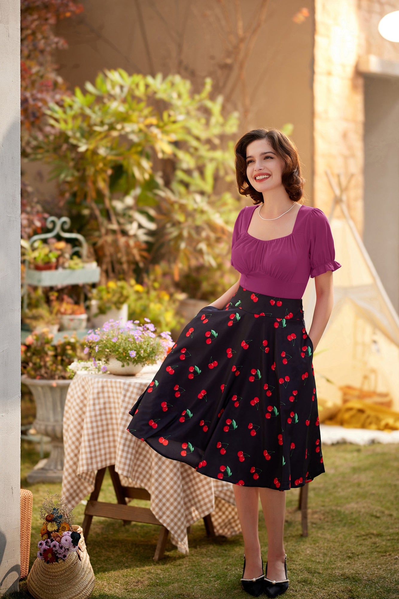 belle poque Solid Color Cotton Tops Slim Fit Puffed Short Sleeve Ruched Tops