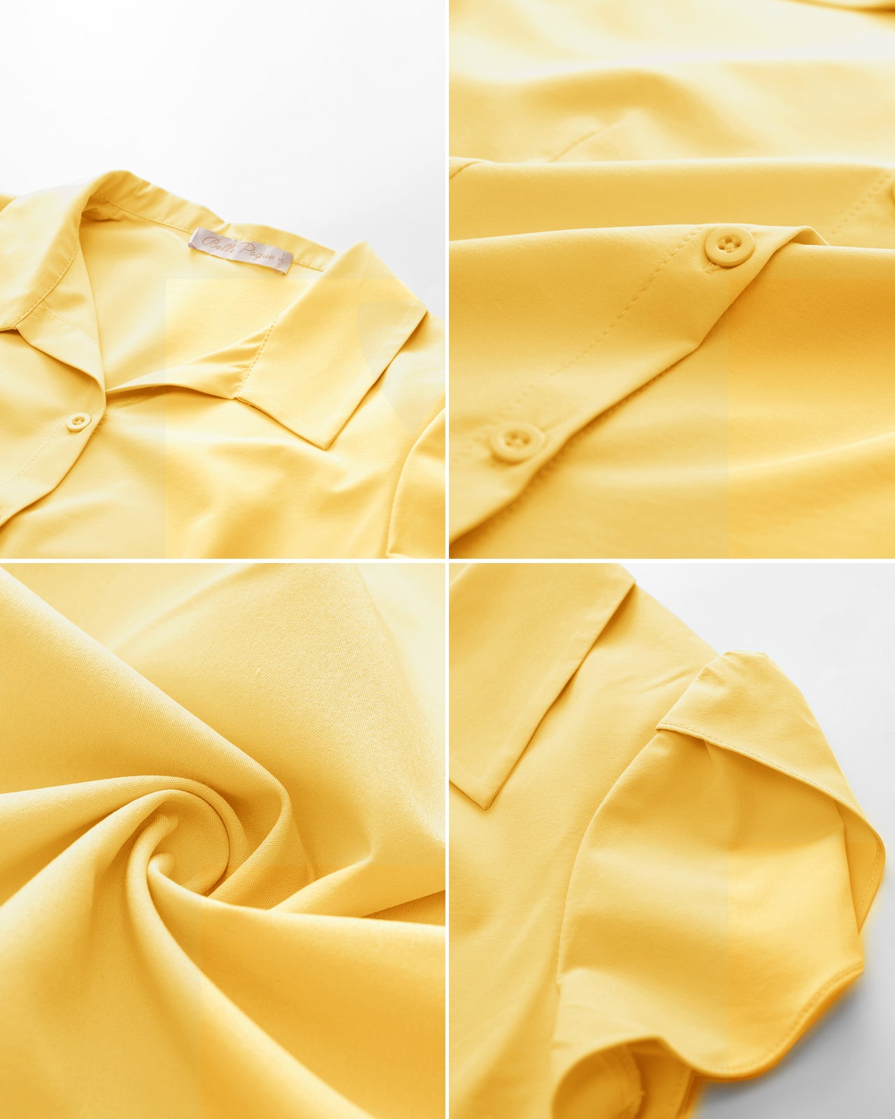 belle poque Business Casual Shirts Tops Summer Button Blouse for Women