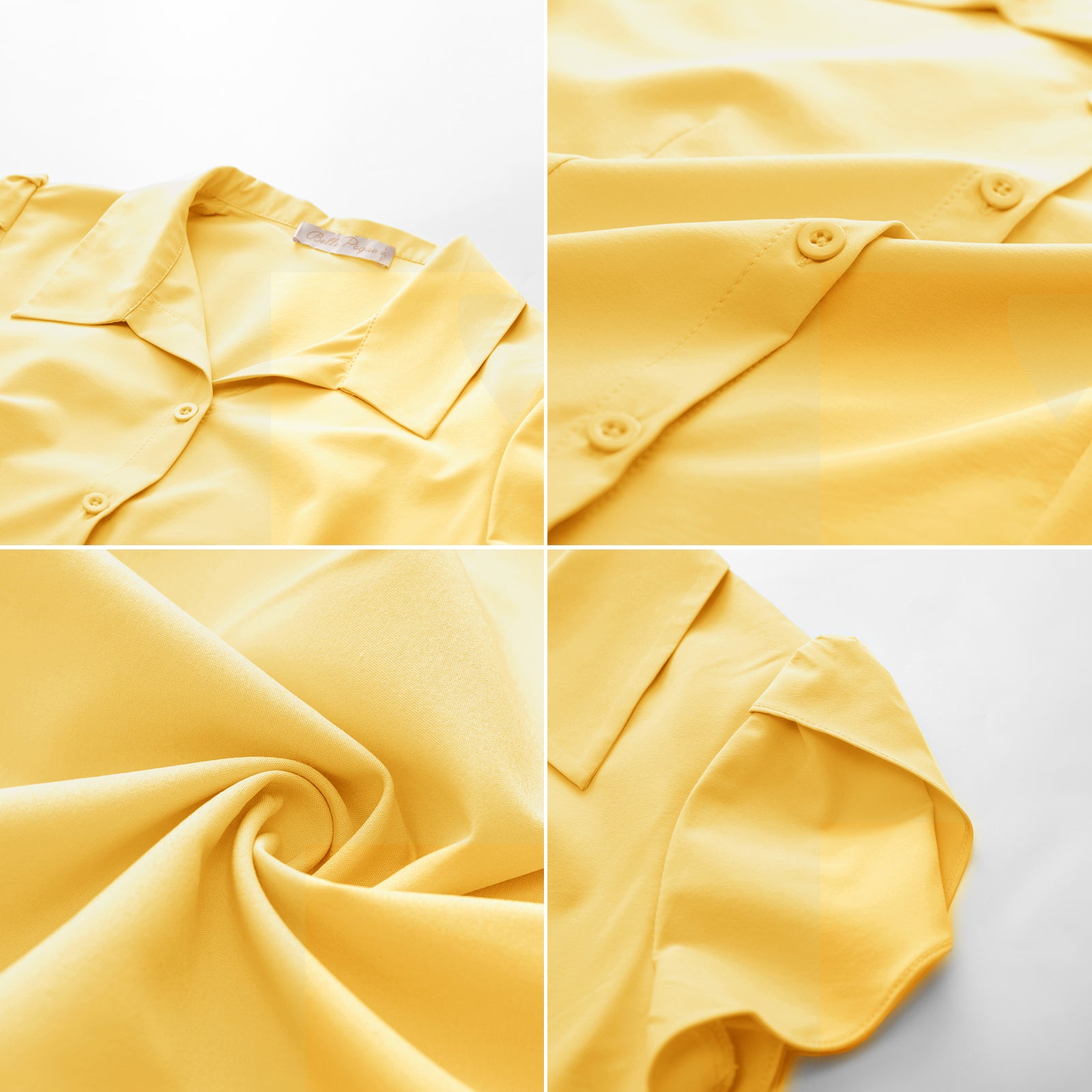 belle poque Business Casual Shirts Tops Summer Button Blouse for Women