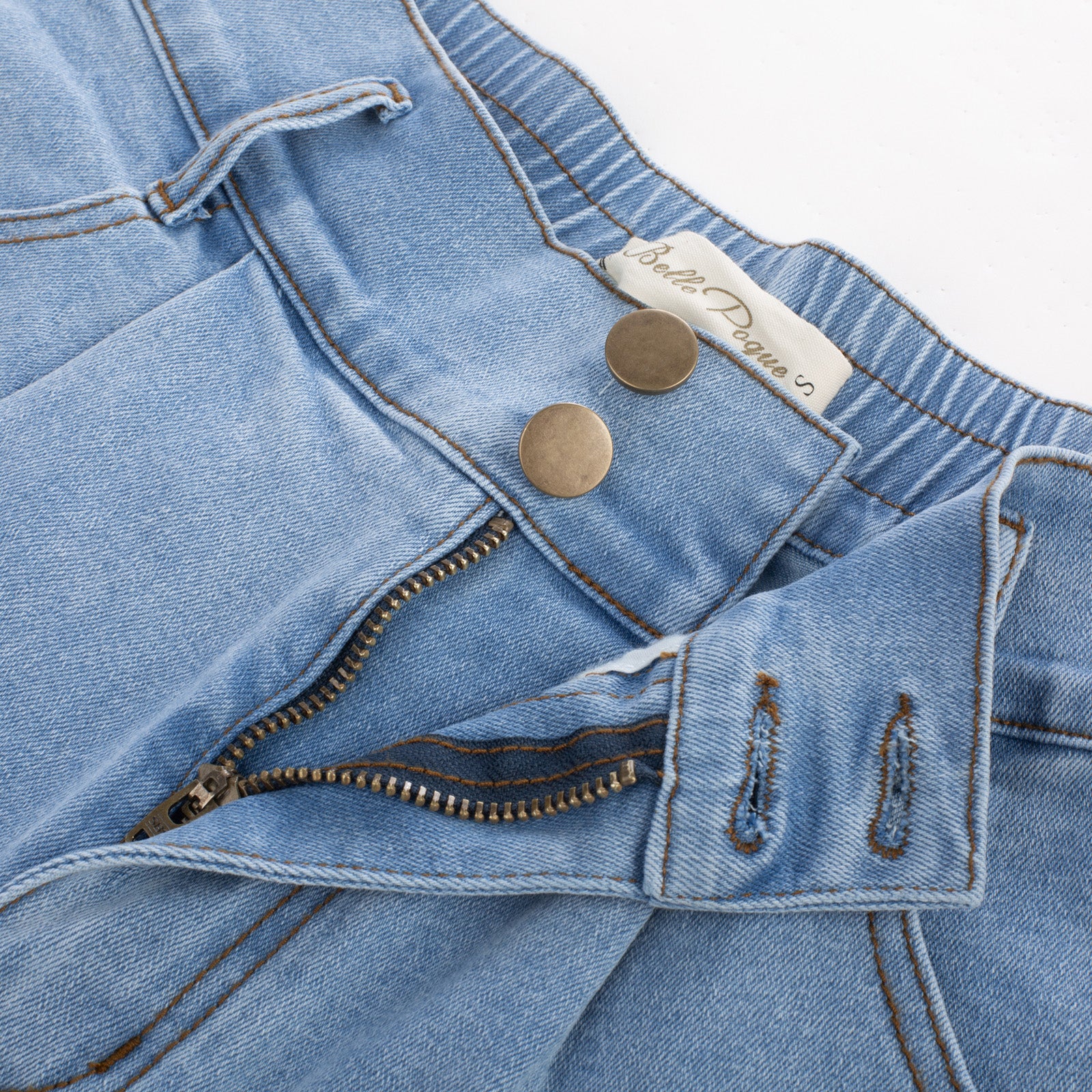 belle poque Bermuda Shorts Elastic Waist Wide Leg Shorts with Pockets & Belts