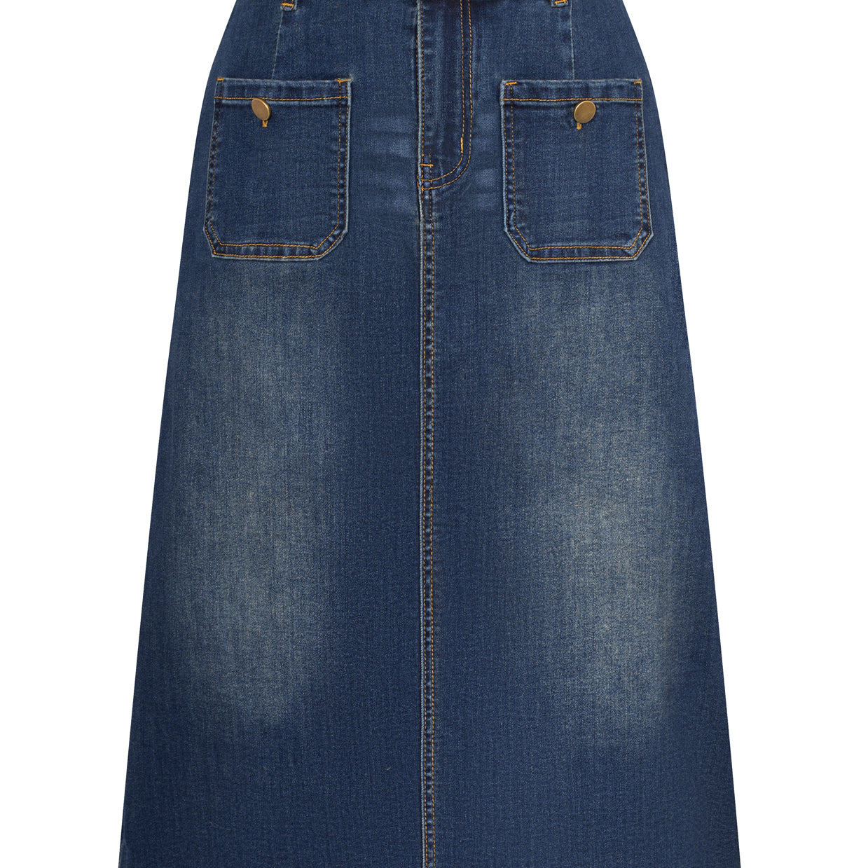 belle poque Denim Skirt with Belt Knee Length High Waisted Jean Skirts for Women Blue
