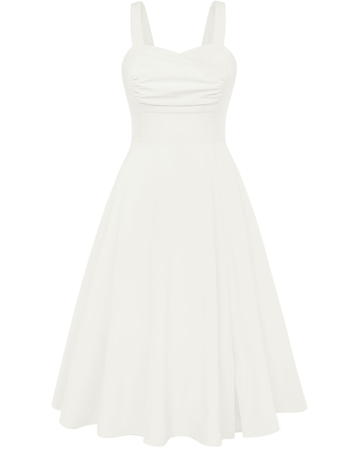 belle poque Vintage 1950s Cocktail Dress Ruched Slit A Line Swing Dress with Pockets