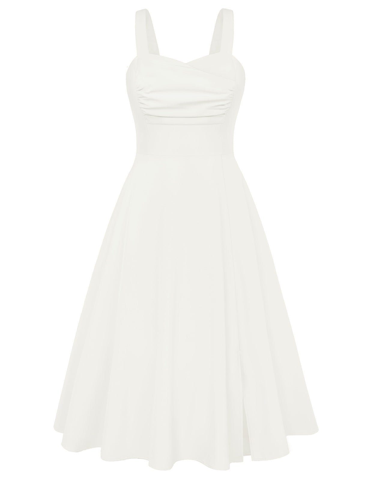 belle poque Vintage Strawberry Patterns Cocktail Dress Sleeveless Spaghetti Strap Ruched Slit A Line Swing Dress with Pockets