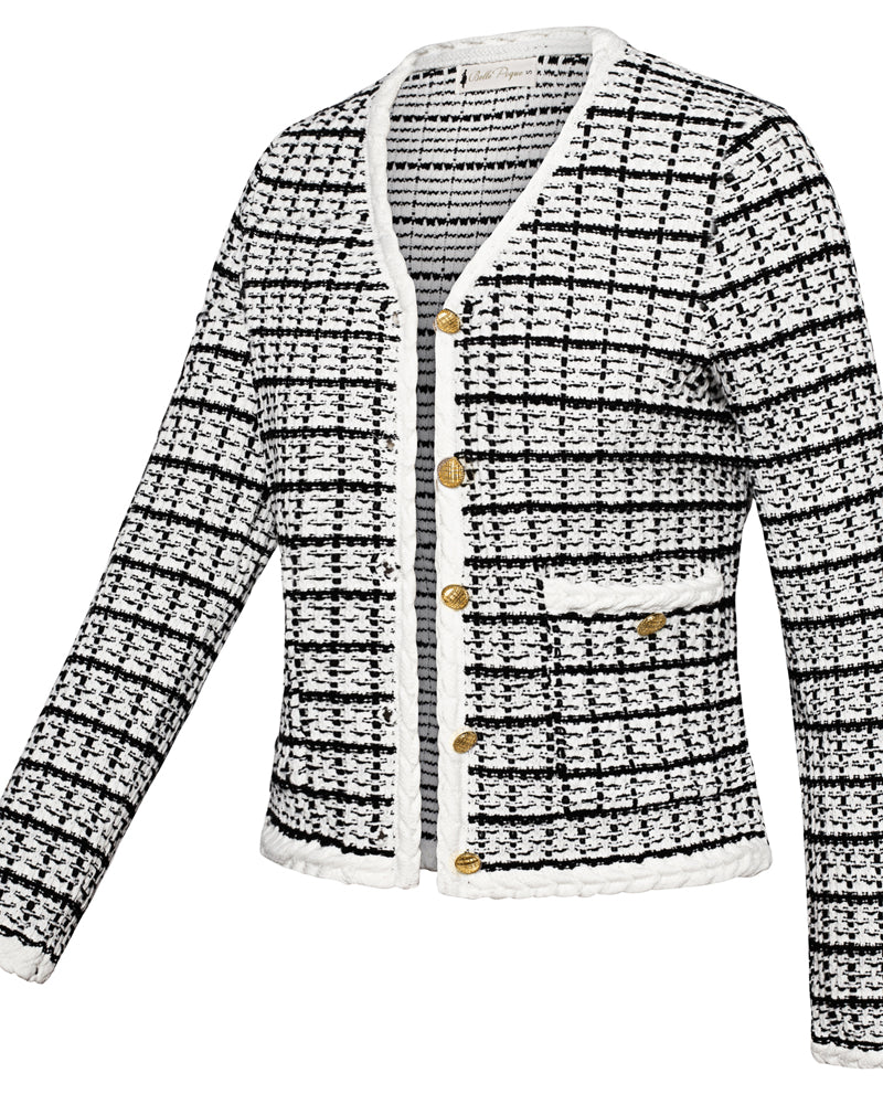 belle poque Contrast Color Cardigan Long Sleeve V-Neck Cable Knitted Sweater