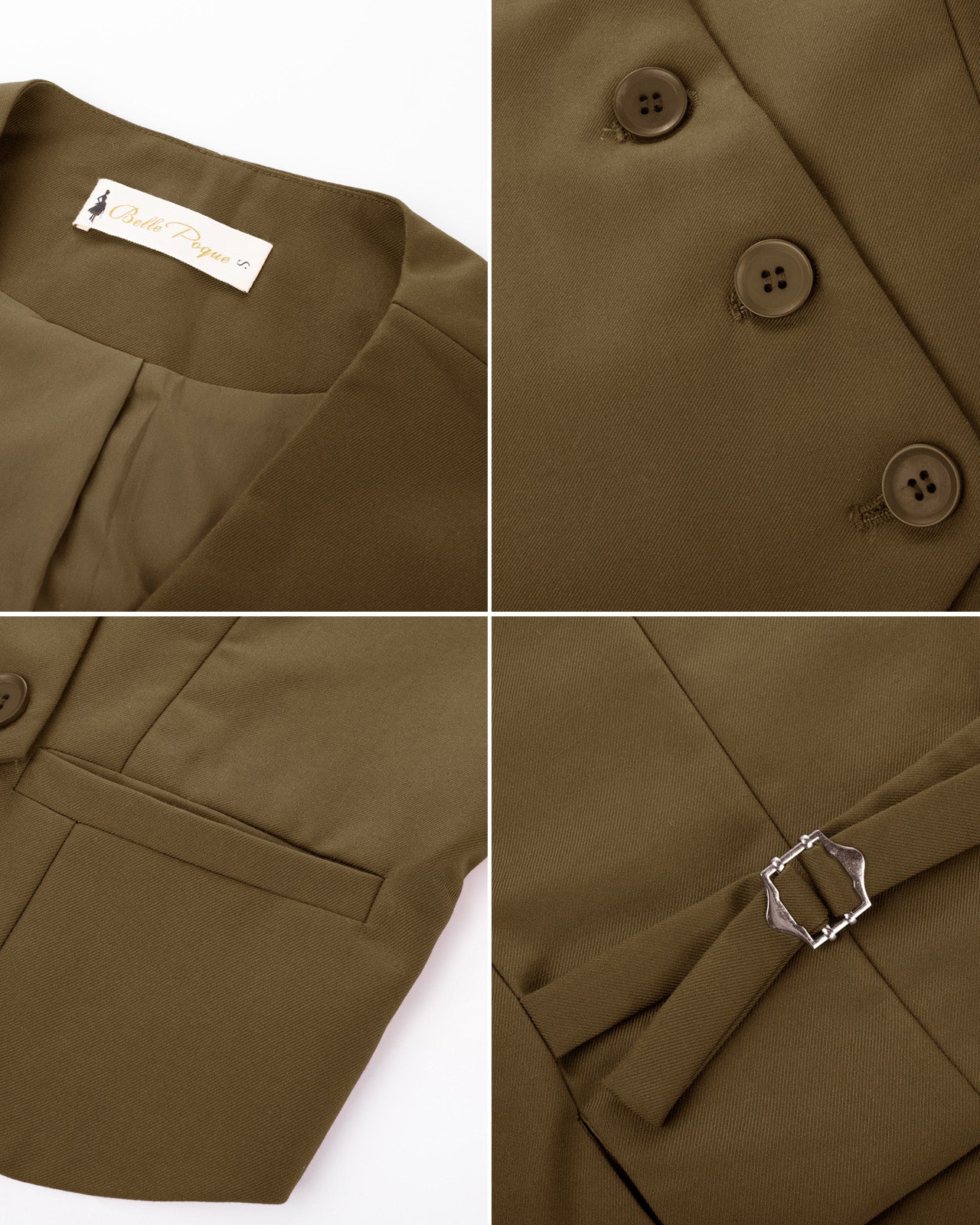 belle poque Vintage Oblique Placket Vest Coat V-Neck Handkerchief Hem Waistcoat