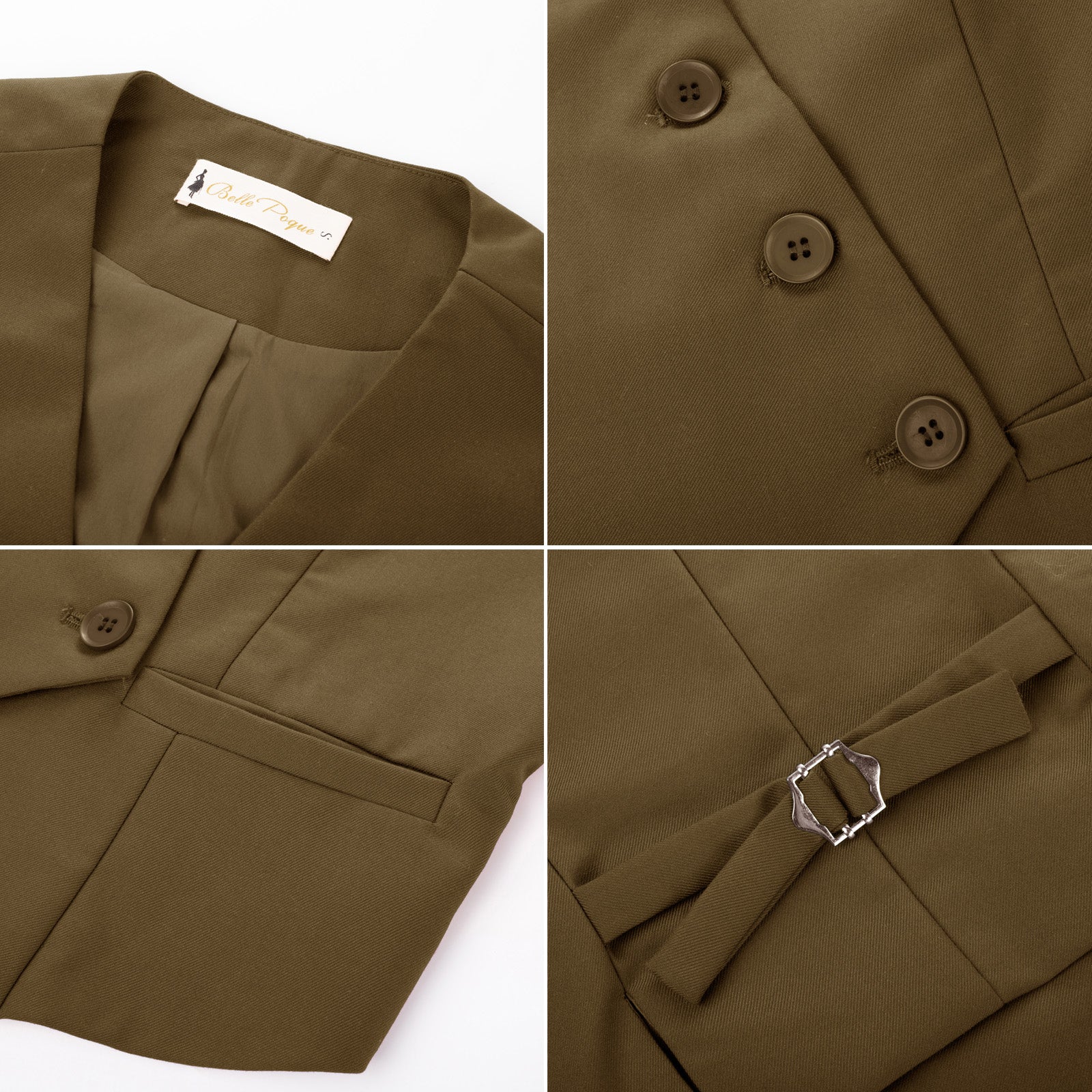 belle poque Vintage Oblique Placket Vest Coat V-Neck Handkerchief Hem Waistcoat