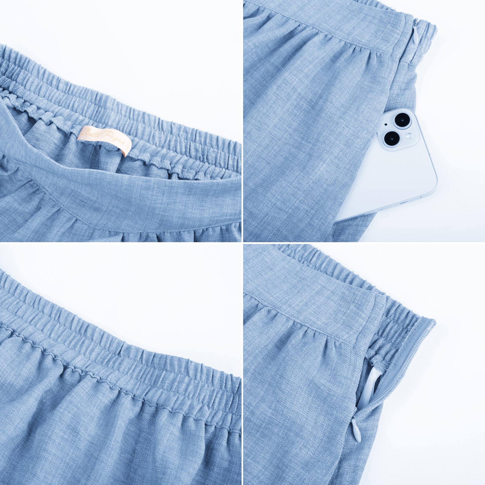 belle poque BP Women Vintage 2-Layer Swing Skirt Elastic High Waist Maxi Skirt