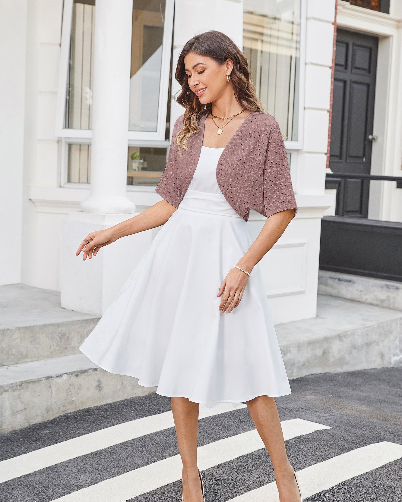 belle poque Vintage Open Front Bolero Shrug Batwing Short Sleeve