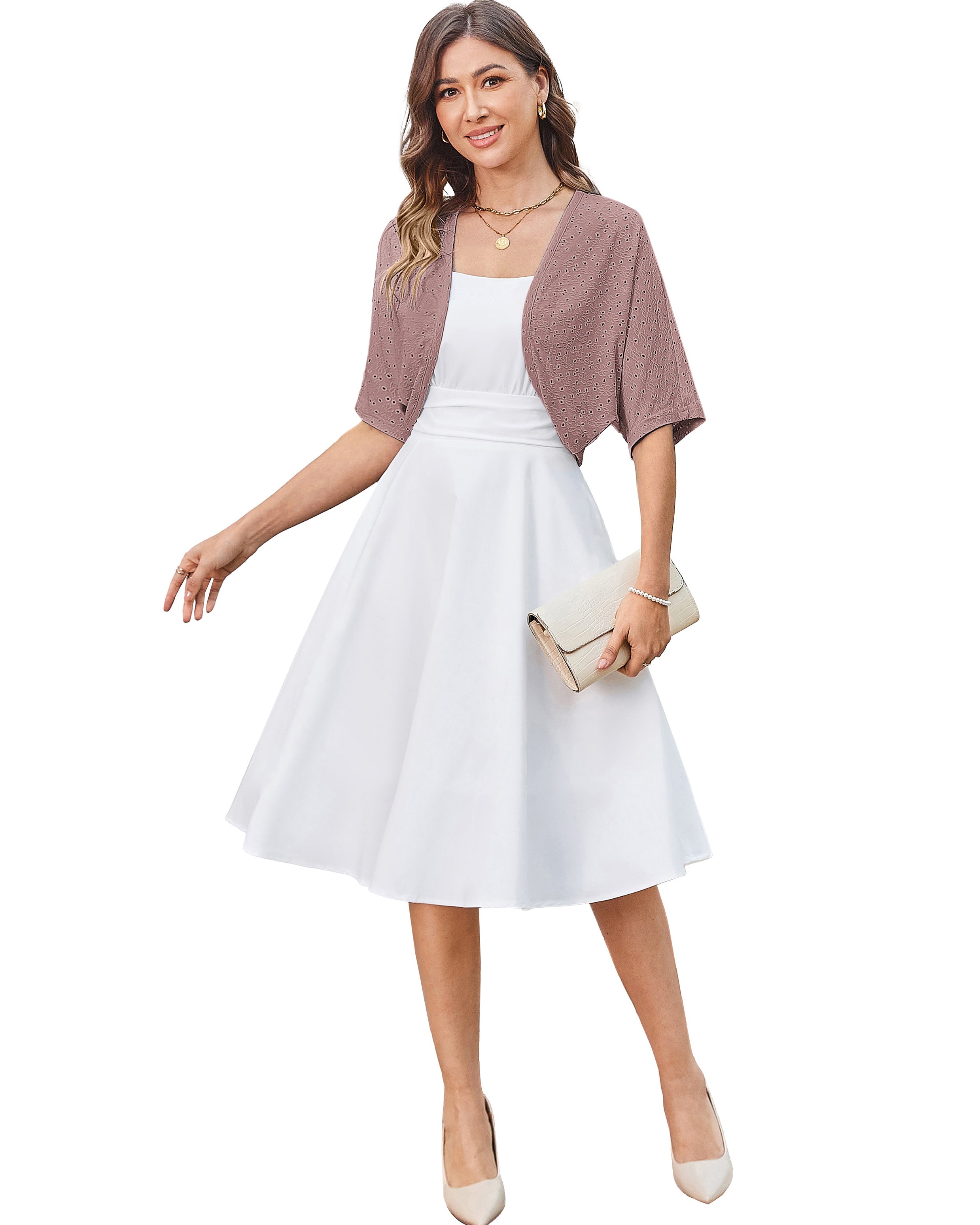 belle poque Vintage Open Front Bolero Shrug Batwing Short Sleeve