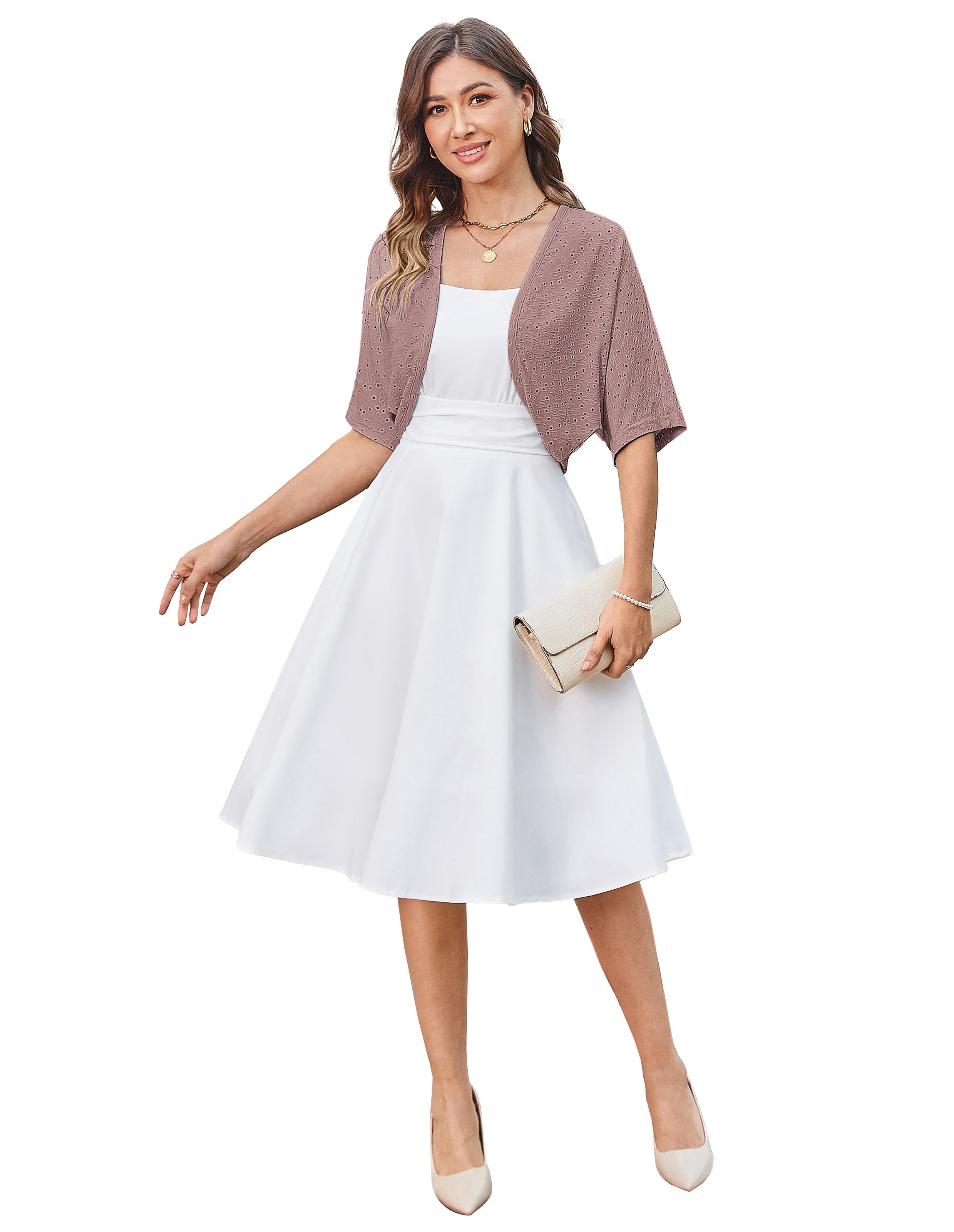 belle poque Vintage Open Front Bolero Shrug Batwing Short Sleeve