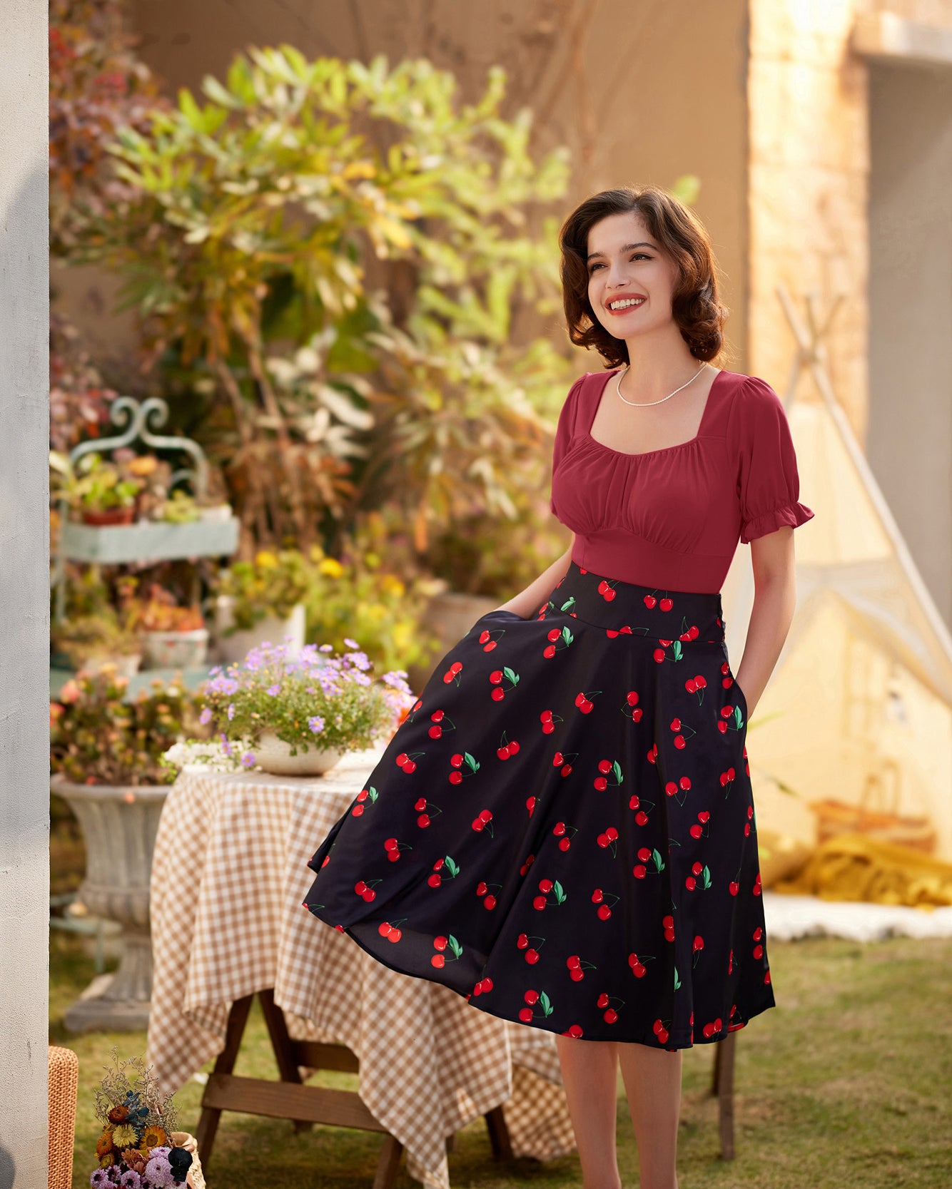 belle poque Solid Color Cotton Tops Slim Fit Puffed Short Sleeve Ruched Tops