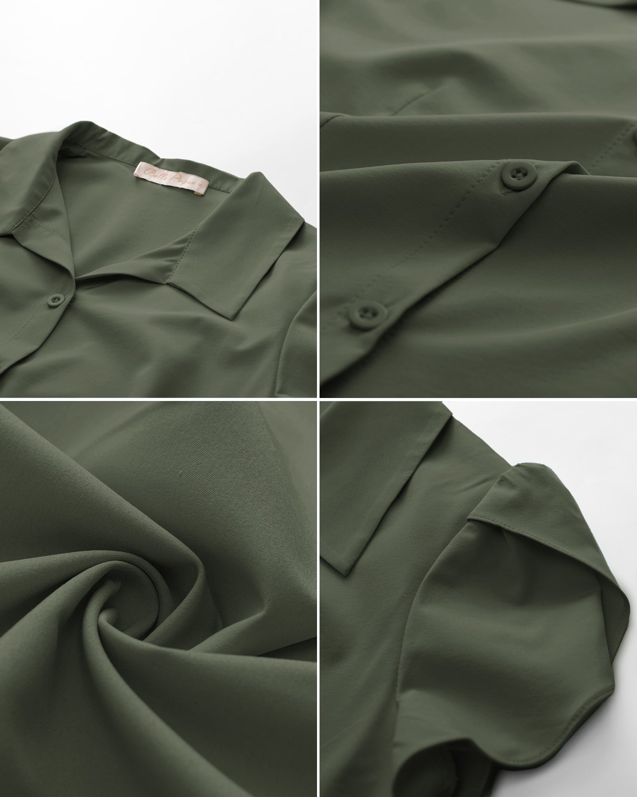 belle poque Business Casual Shirts Tops Summer Button Blouse for Women