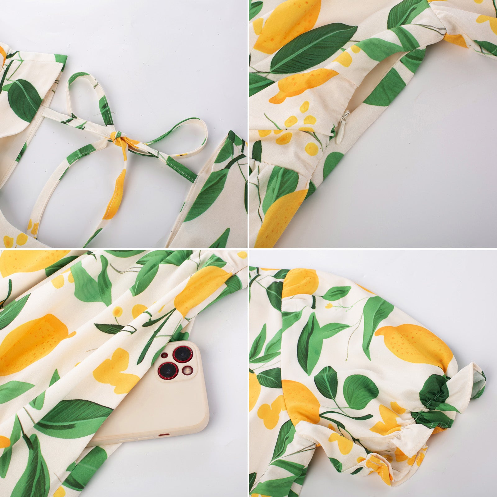 belle poque Vintage Daisy Flower Print Cottagecore Cocktail Dresses Square Neck Puff Sleeve Dress with Pockets