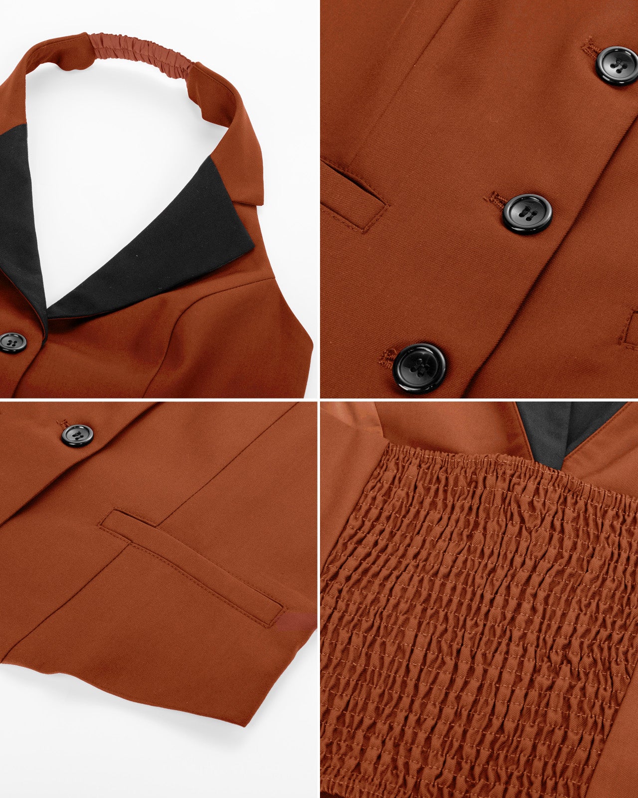 belle poque Waistcoat Vest Vintage Halter Lapel Button Down Suit Vest with Pockets