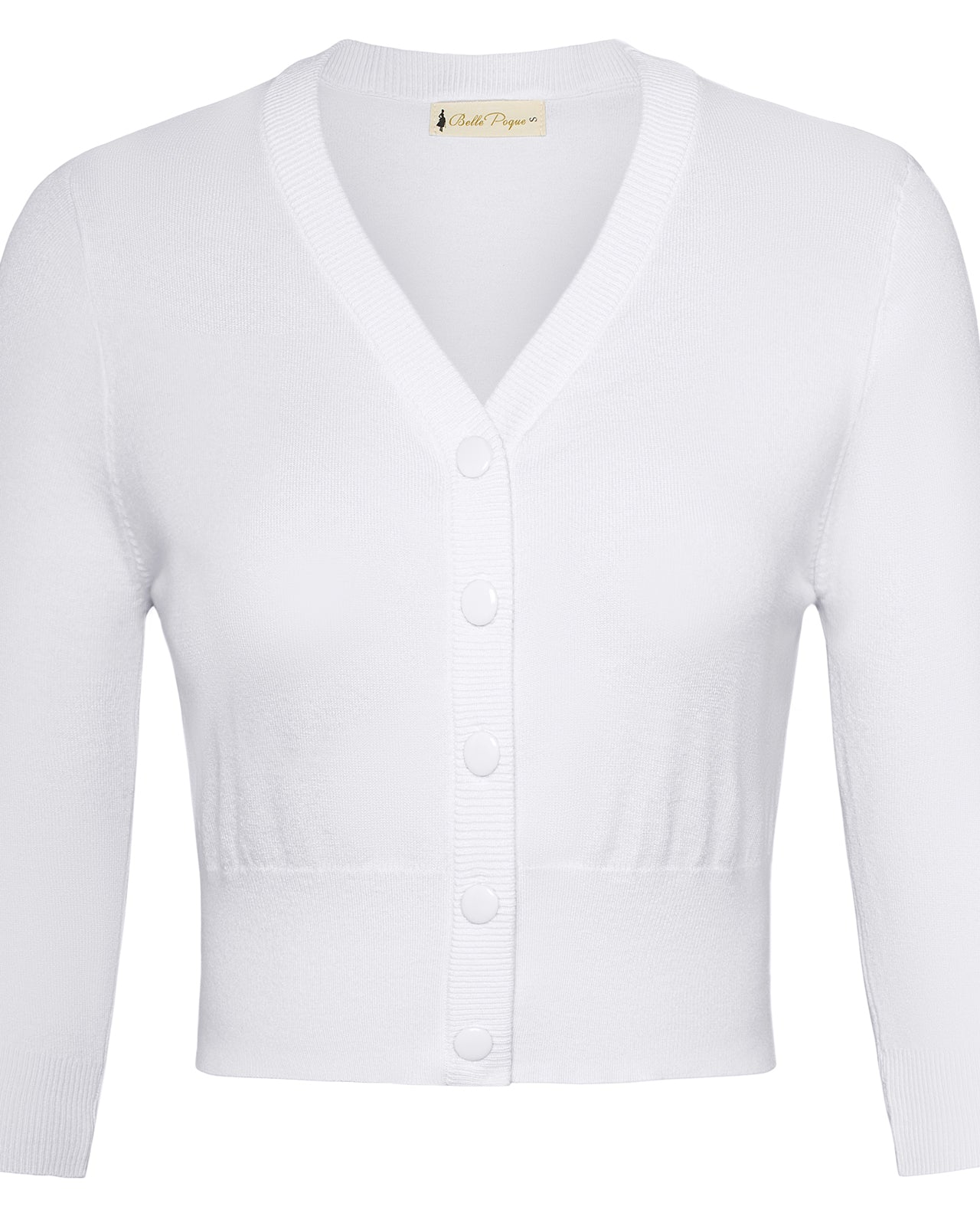 belle poque 3/4 Sleeve V-Neck Button Down Cherries Embroidery Cropped Cardigan Sweater Coat