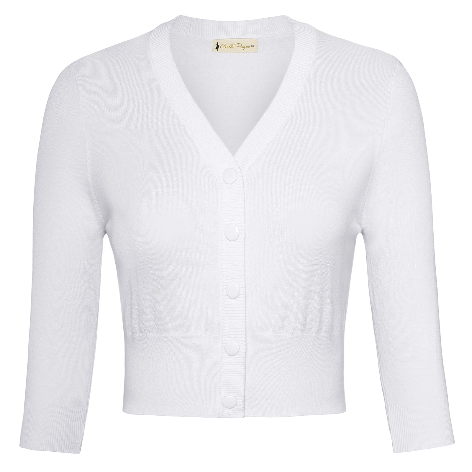 belle poque Women's 3/4 Sleeve Button Down Cherries Embroidery Cropped Cardigan Sweater Coat