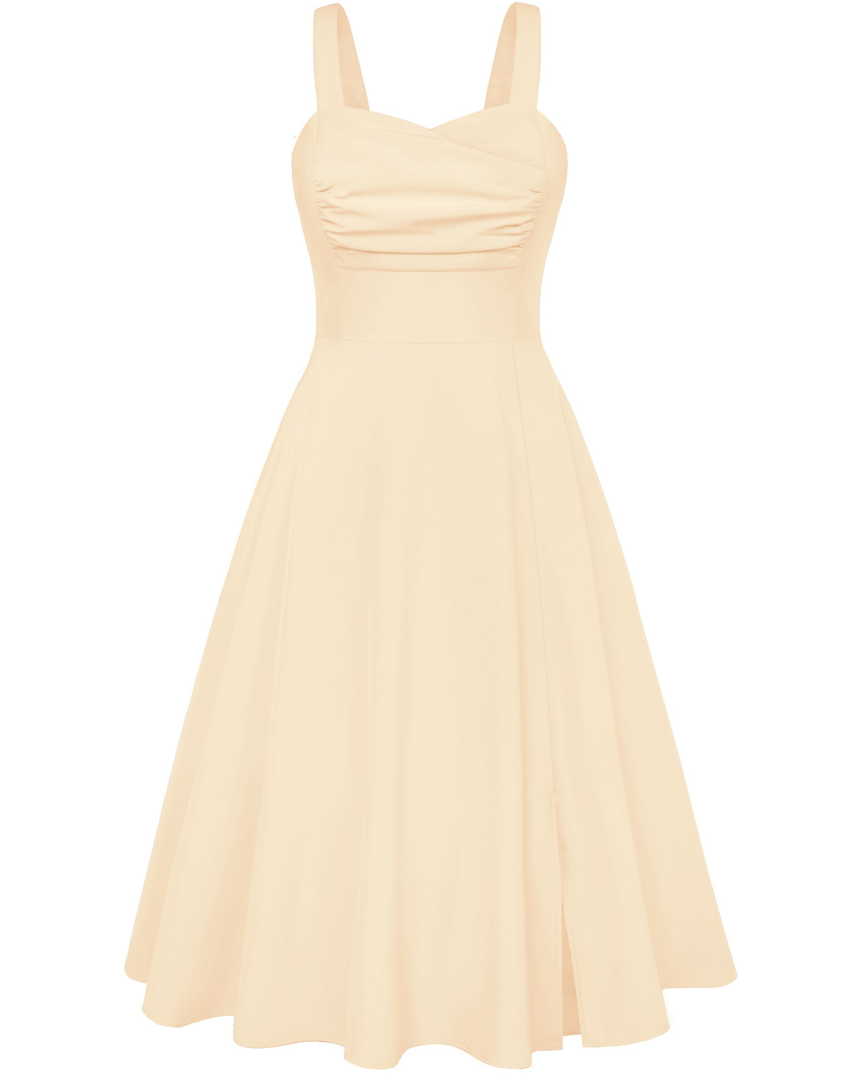 belle poque Vintage 1950s Cocktail Dress Ruched Slit A Line Swing Dress with Pockets