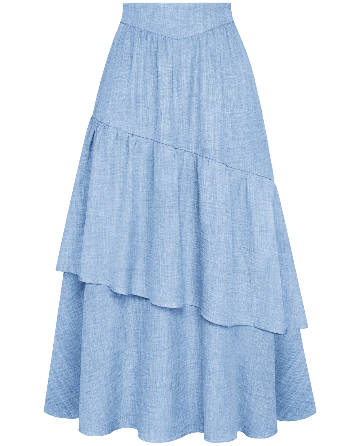 belle poque BP Women Vintage 2-Layer Swing Skirt Elastic High Waist Maxi Skirt sky blue