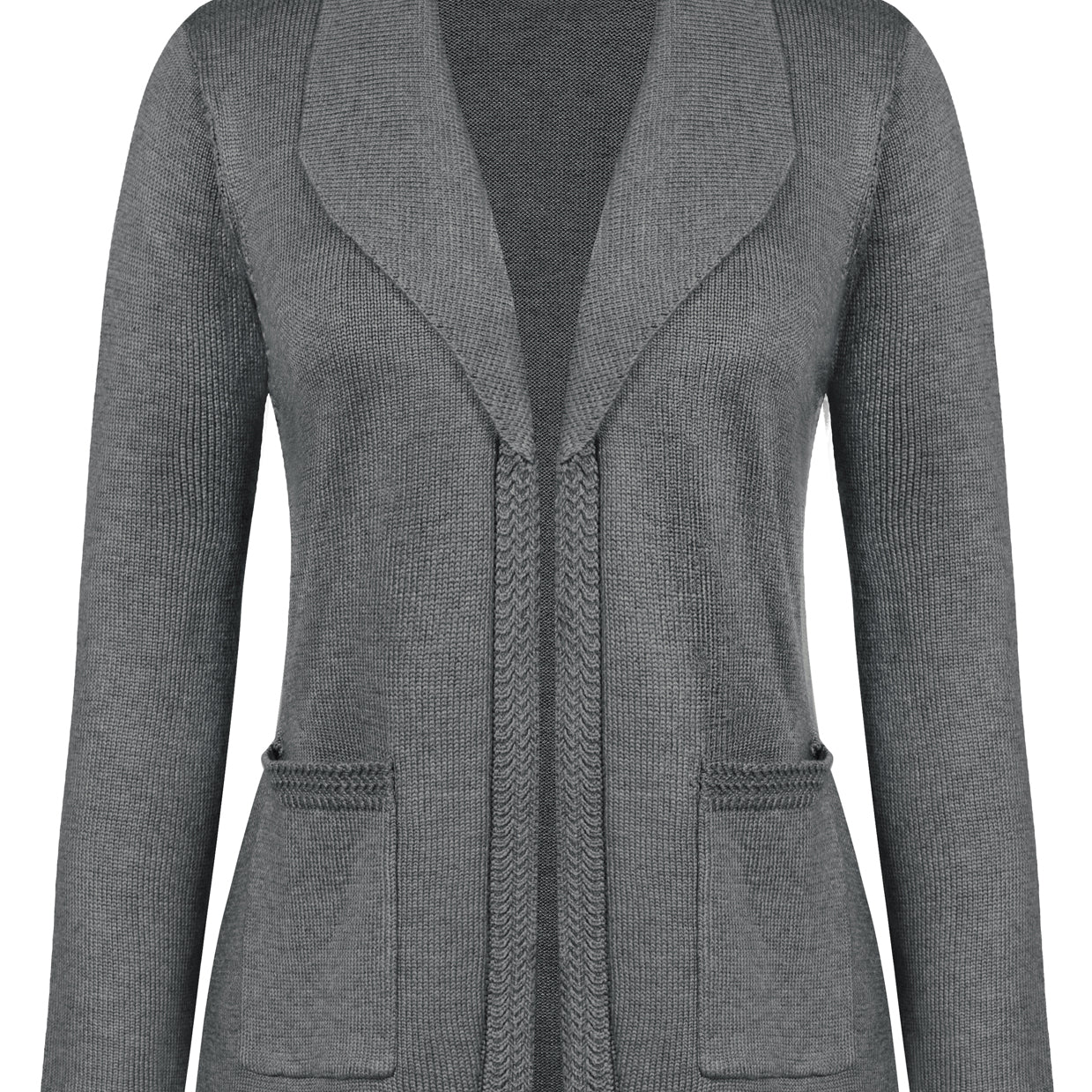 belle poque Vintage Cardigan Sweater Blazer V Neck Shawl Lapel Collar with Pockets Dark Gray