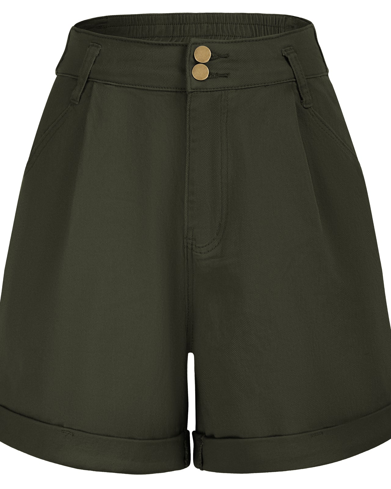 belle poque Bermuda Shorts Elastic Waist Wide Leg Shorts with Pockets & Belts