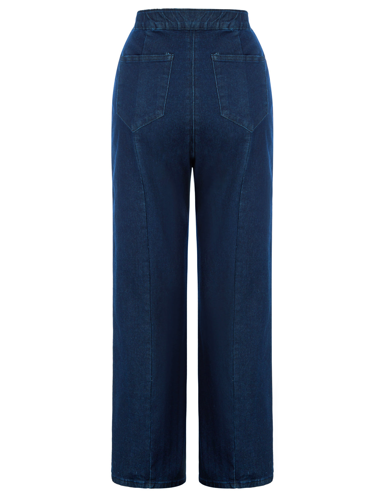 belle poque Wide Leg Jeans Button Decorated Casual Stretchy Demin Pants with Pockets