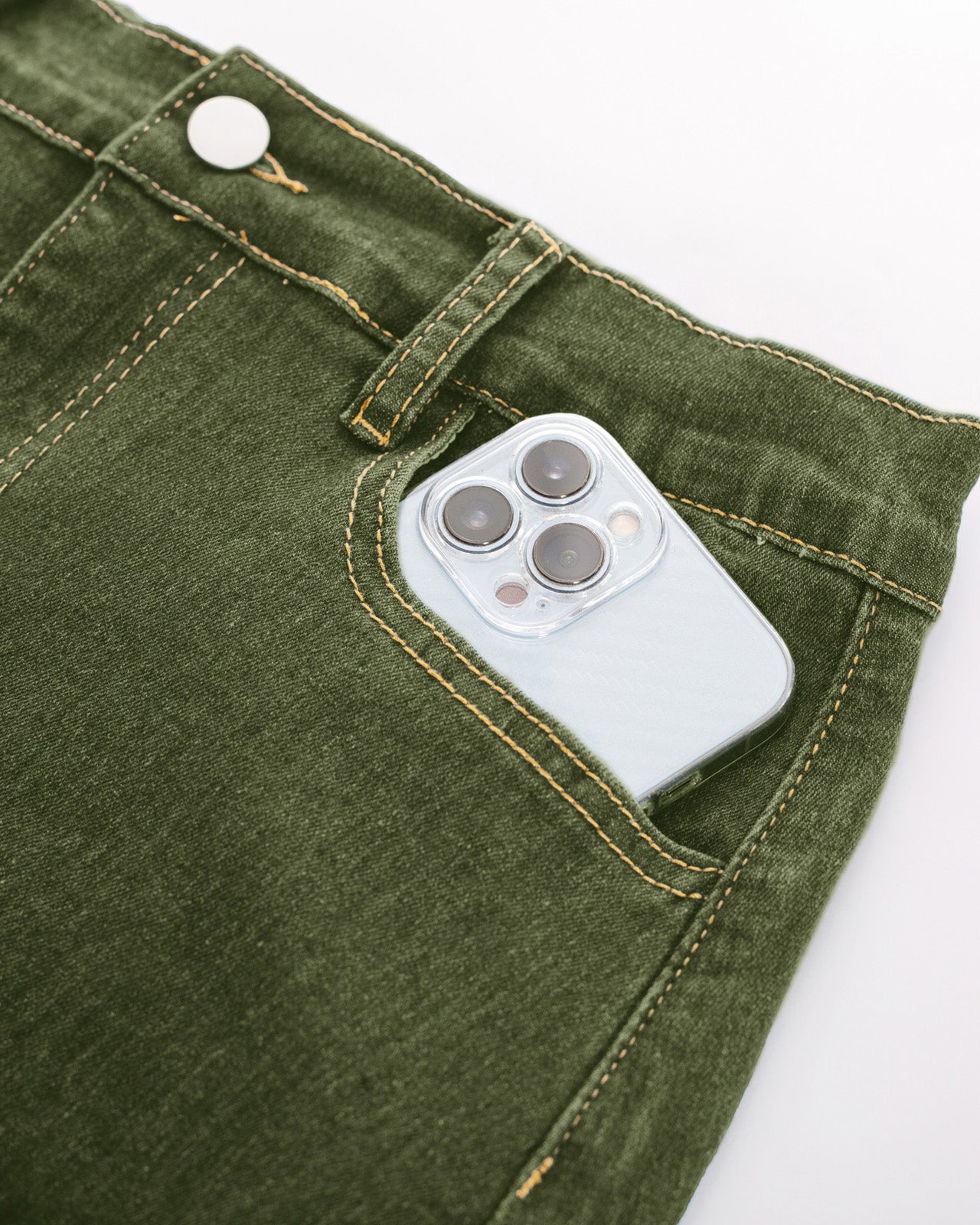 belle poque Multi-Pocket Jean Skirt Elastic High Waist Raw Hem Midi A-Line Skirt