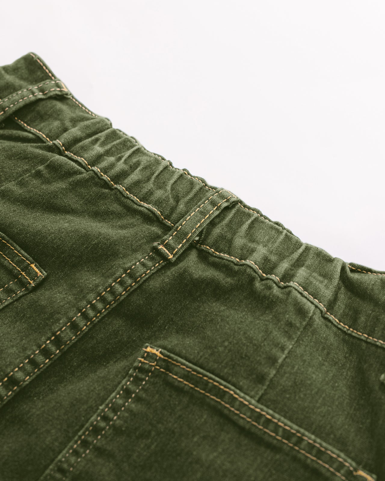 belle poque Multi-Pocket Jean Skirt Elastic High Waist Raw Hem Midi A-Line Skirt