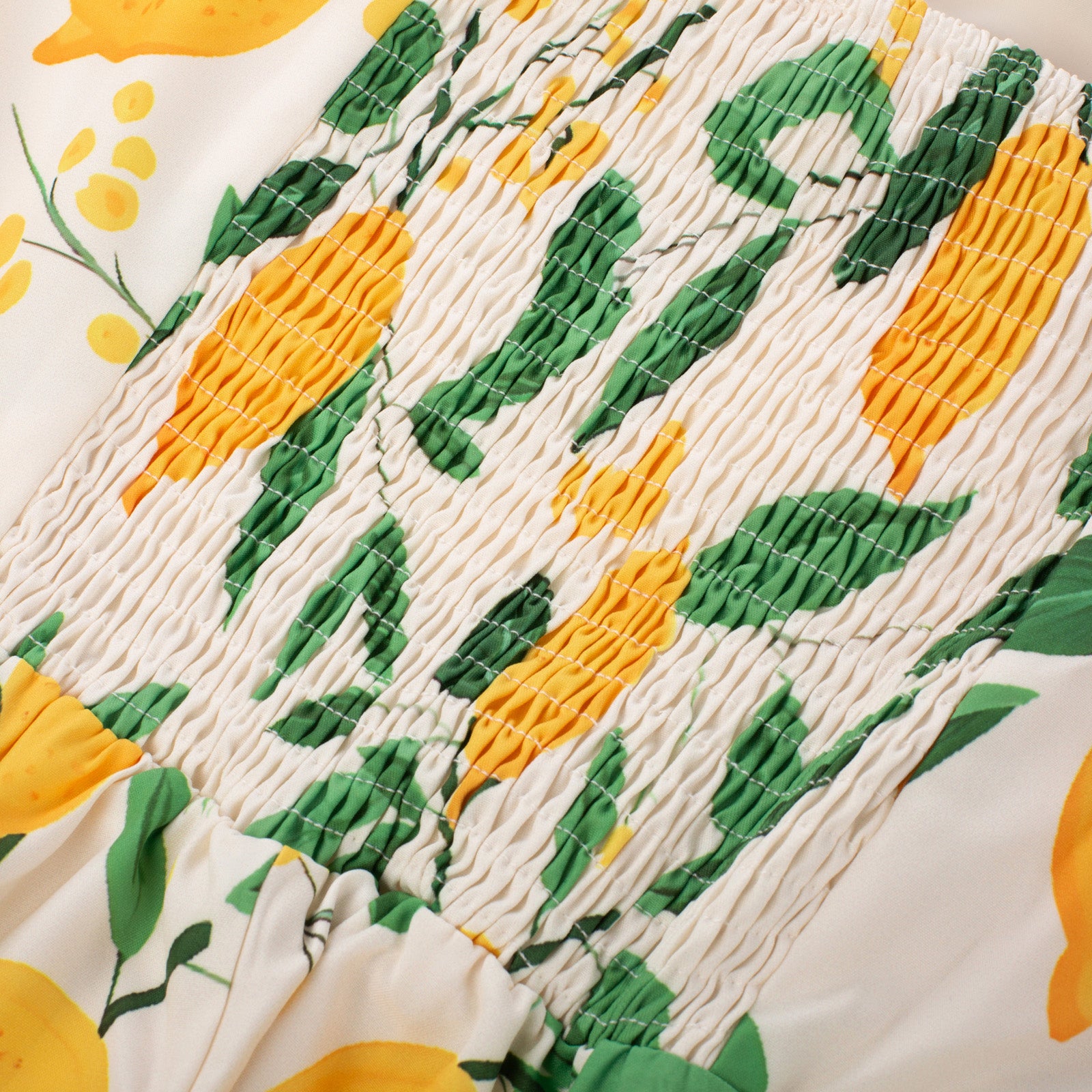 belle poque Vintage Daisy Flower Print Cottagecore Cocktail Dresses Square Neck Puff Sleeve Dress with Pockets