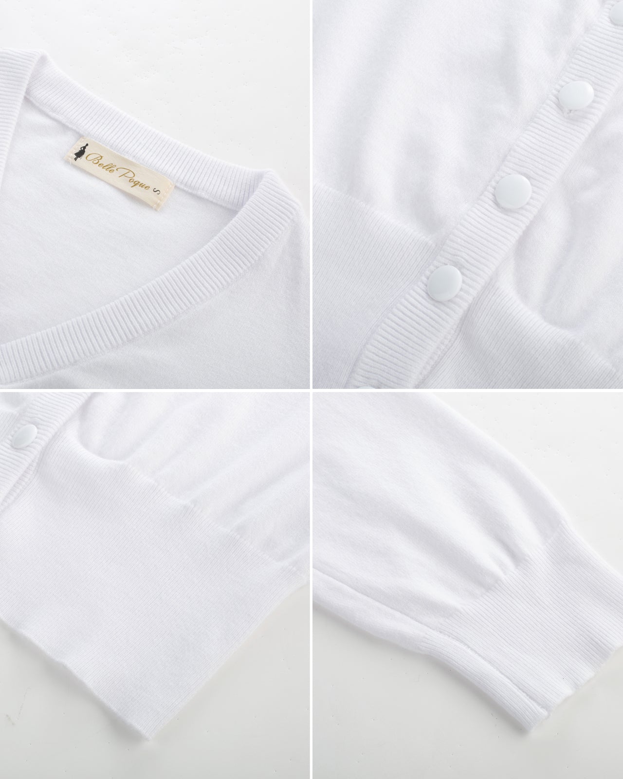 belle poque 3/4 Sleeve V-Neck Button Down Cherries Embroidery Cropped Cardigan Sweater Coat