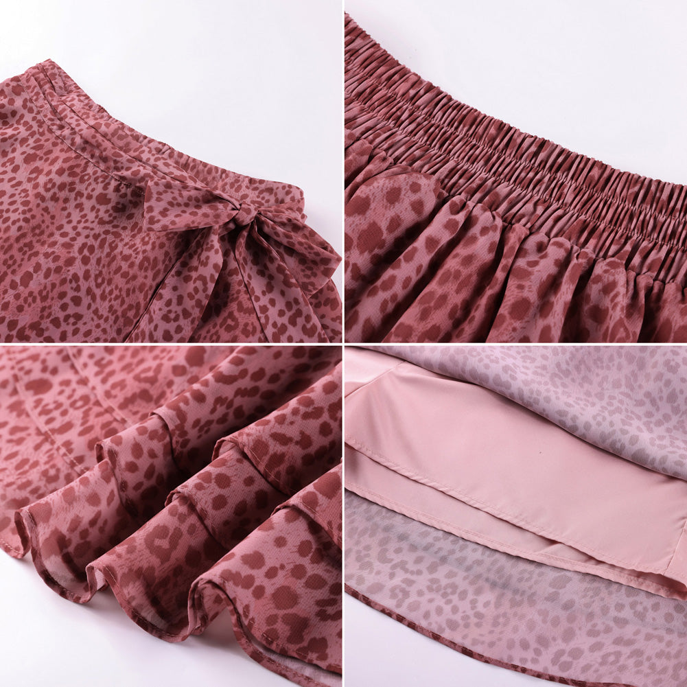 belle poque Women's Flowy Ruffle Mini Skirt with Shorts Underneath Boho Skirt Summer Skirt