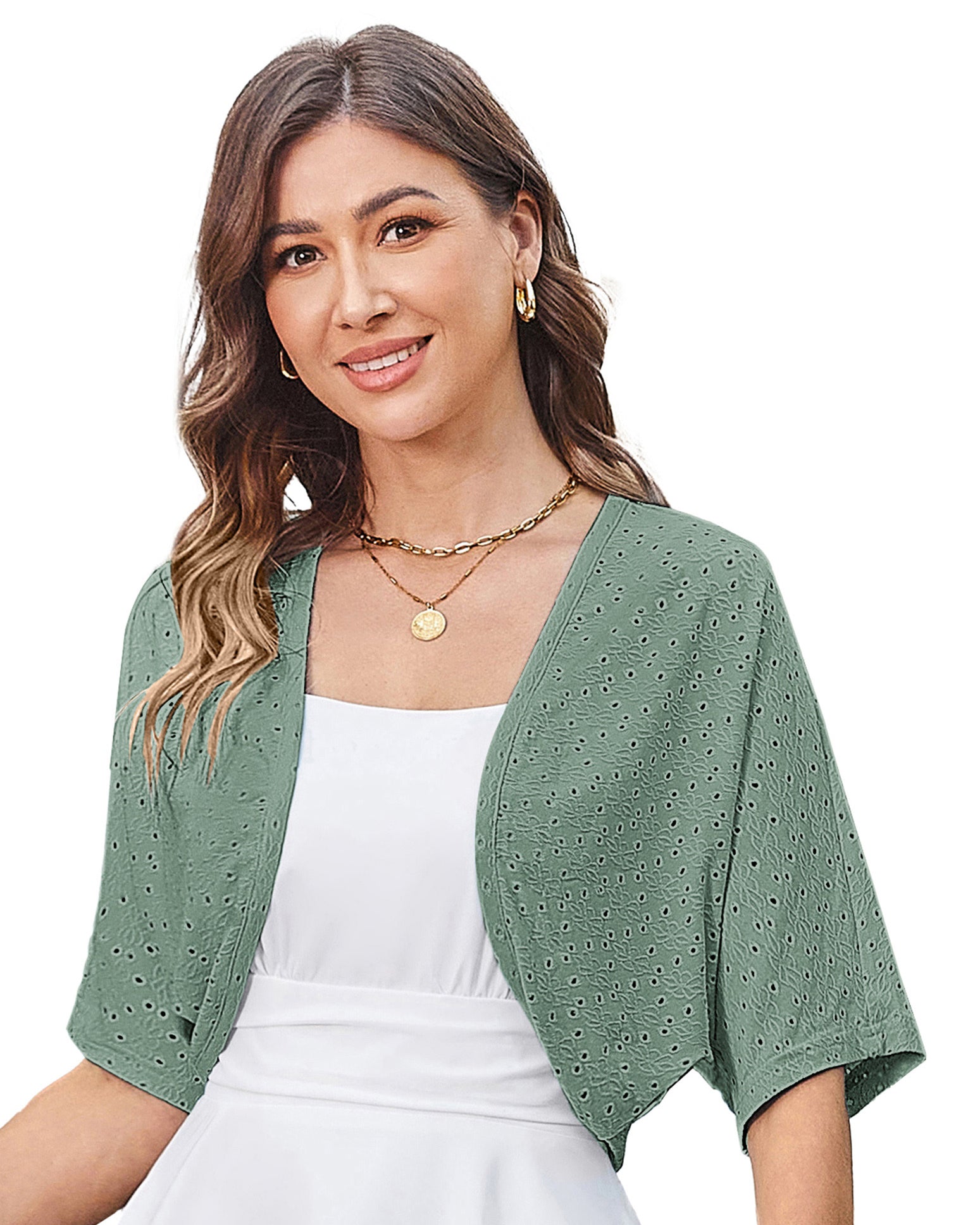 belle poque Vintage Open Front Bolero Shrug Batwing Short Sleeve