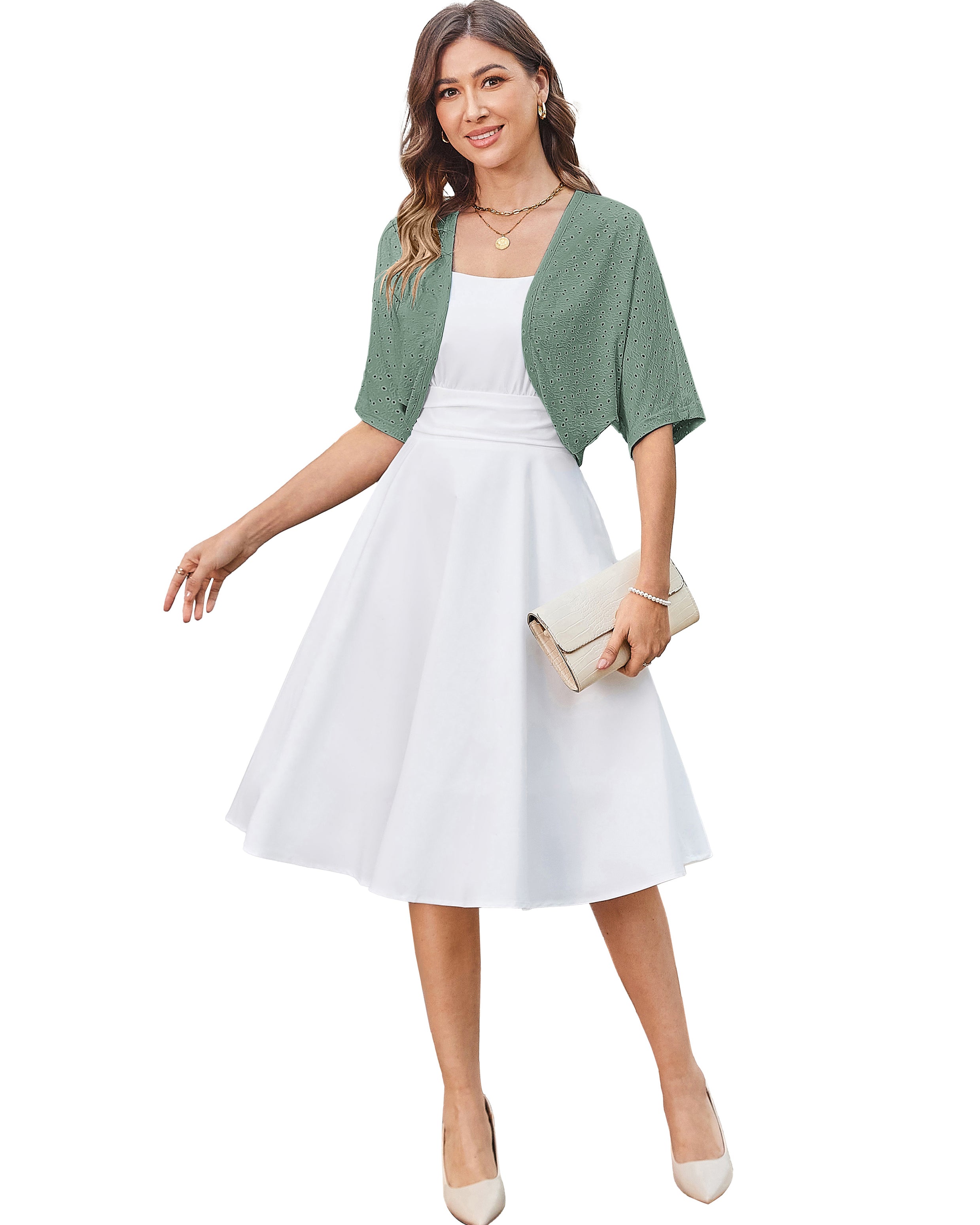 belle poque Vintage Open Front Bolero Shrug Batwing Short Sleeve